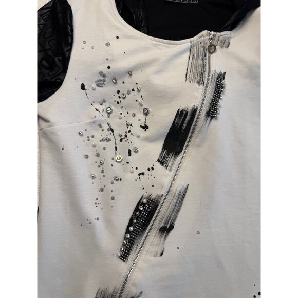 OLYSS NYC‎ Artsy Streetwear Hooded Zip Dress Punk Goth Embellished Edgy Jewels S - Picture 6 of 10